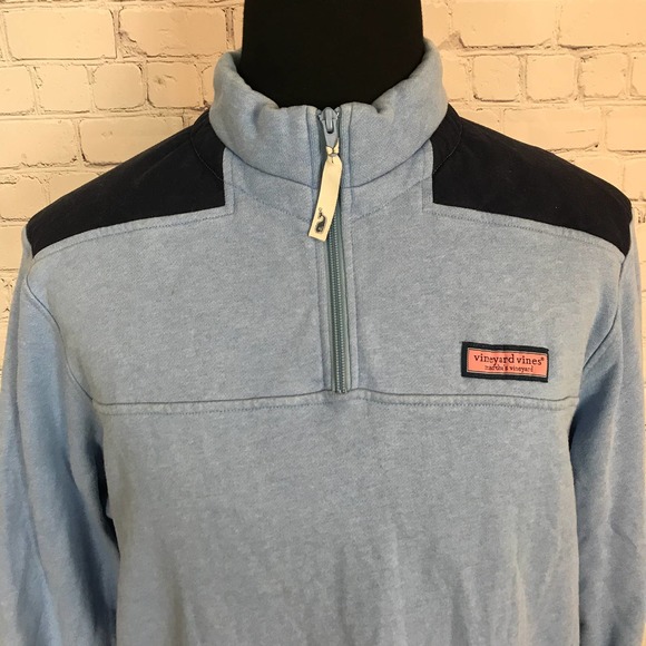 Vineyard Vines Sweater Blue 1/4 Zip Long Sleeve Pullover Fleece | Mens Medium - Picture 2 of 8